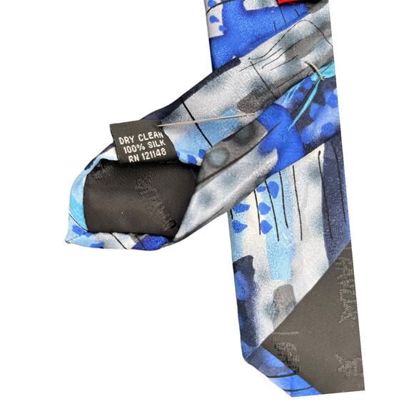 J. Garcia Jerry VTG Collection 57 Silk Necktie Tie Dead Head Blue Gray Black 62” - Picture 4 of 6